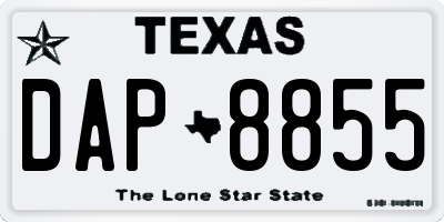 TX license plate DAP8855