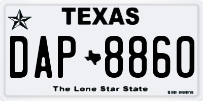 TX license plate DAP8860