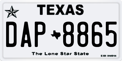TX license plate DAP8865