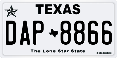 TX license plate DAP8866