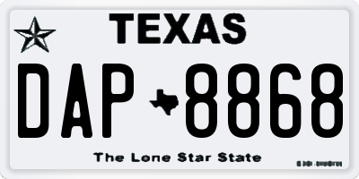 TX license plate DAP8868