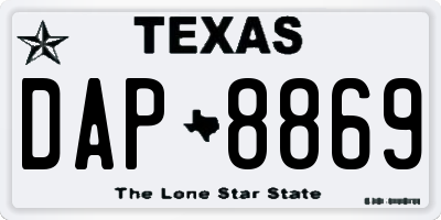 TX license plate DAP8869