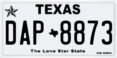 TX license plate DAP8873