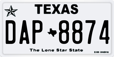 TX license plate DAP8874