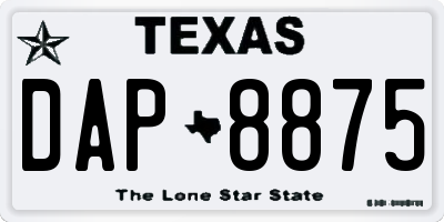 TX license plate DAP8875