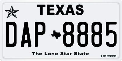TX license plate DAP8885