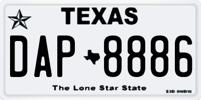 TX license plate DAP8886