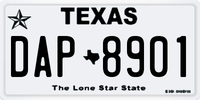 TX license plate DAP8901