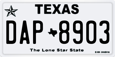 TX license plate DAP8903