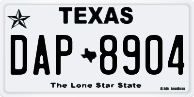 TX license plate DAP8904