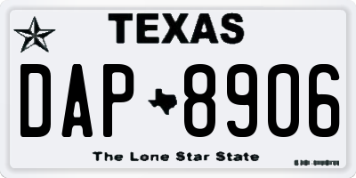 TX license plate DAP8906