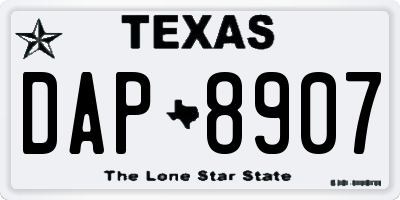 TX license plate DAP8907