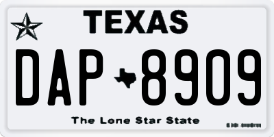 TX license plate DAP8909
