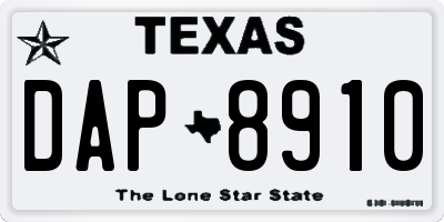 TX license plate DAP8910
