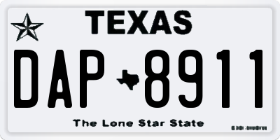 TX license plate DAP8911