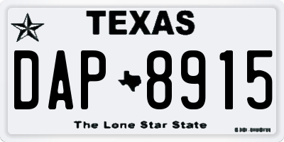 TX license plate DAP8915