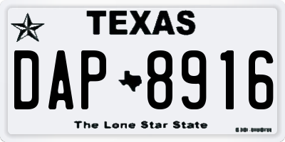 TX license plate DAP8916