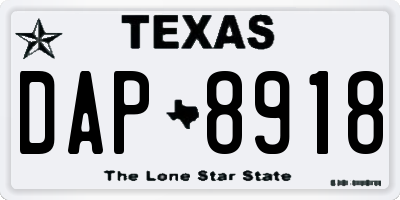 TX license plate DAP8918