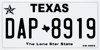 TX license plate DAP8919