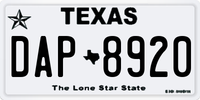 TX license plate DAP8920