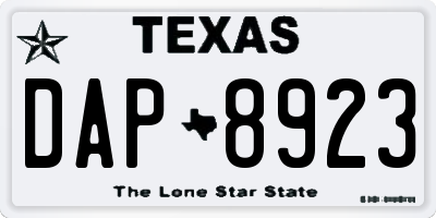 TX license plate DAP8923