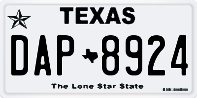 TX license plate DAP8924