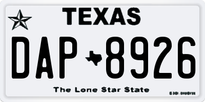 TX license plate DAP8926