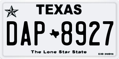 TX license plate DAP8927