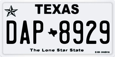 TX license plate DAP8929