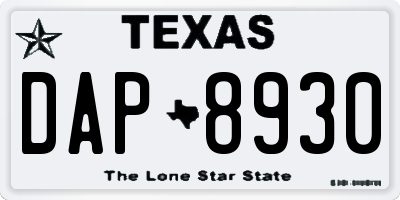 TX license plate DAP8930