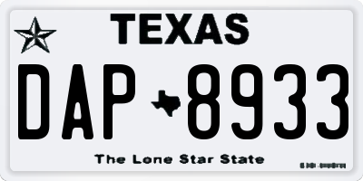 TX license plate DAP8933