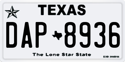 TX license plate DAP8936