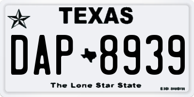 TX license plate DAP8939
