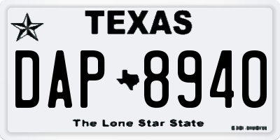 TX license plate DAP8940