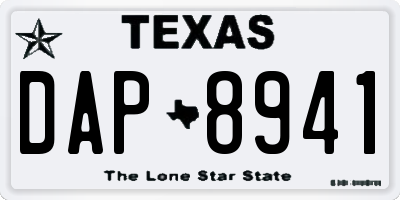 TX license plate DAP8941