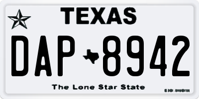 TX license plate DAP8942