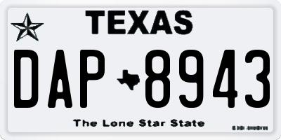 TX license plate DAP8943