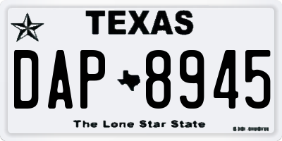 TX license plate DAP8945
