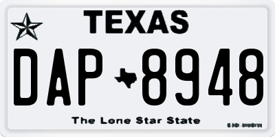 TX license plate DAP8948