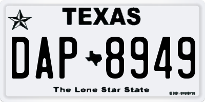 TX license plate DAP8949