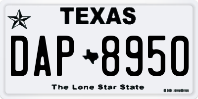 TX license plate DAP8950