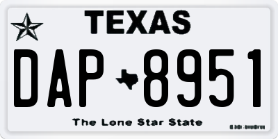 TX license plate DAP8951