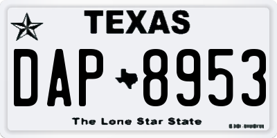 TX license plate DAP8953