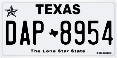 TX license plate DAP8954