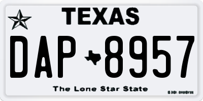 TX license plate DAP8957