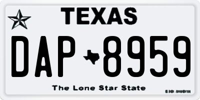 TX license plate DAP8959