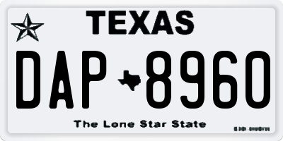 TX license plate DAP8960