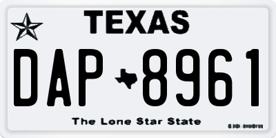 TX license plate DAP8961