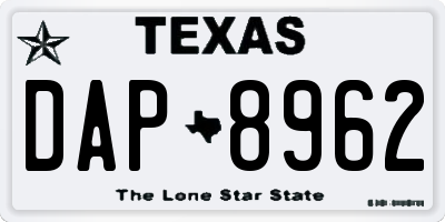 TX license plate DAP8962