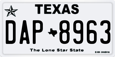 TX license plate DAP8963